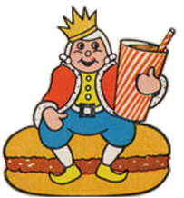 king sitting on a cheeseburger
